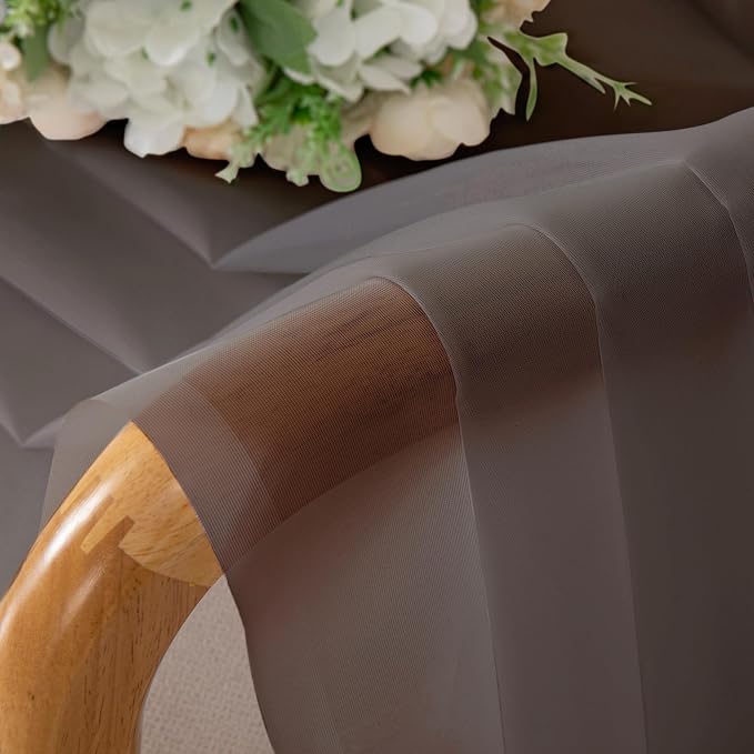 Chyhomenyc Chocolate Brown Sheer Curtains 84 Inches Long, Light Filtering Sheer - Image 9