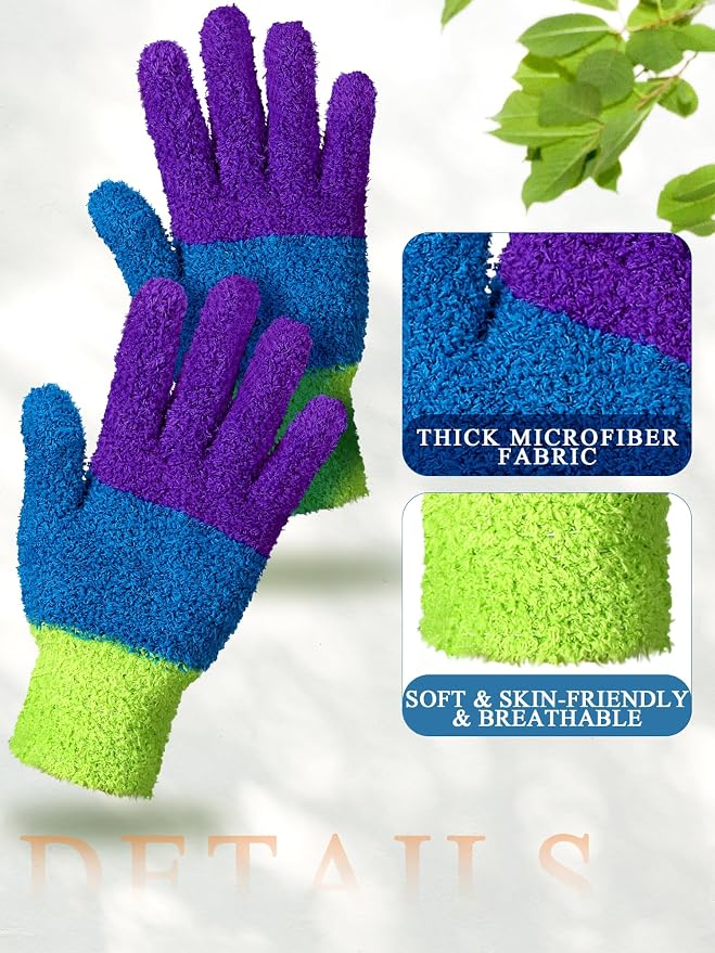 Patelai 3 Pairs Microfiber Plant Dusting Gloves Leaf Cleaning Gloves - Image 5
