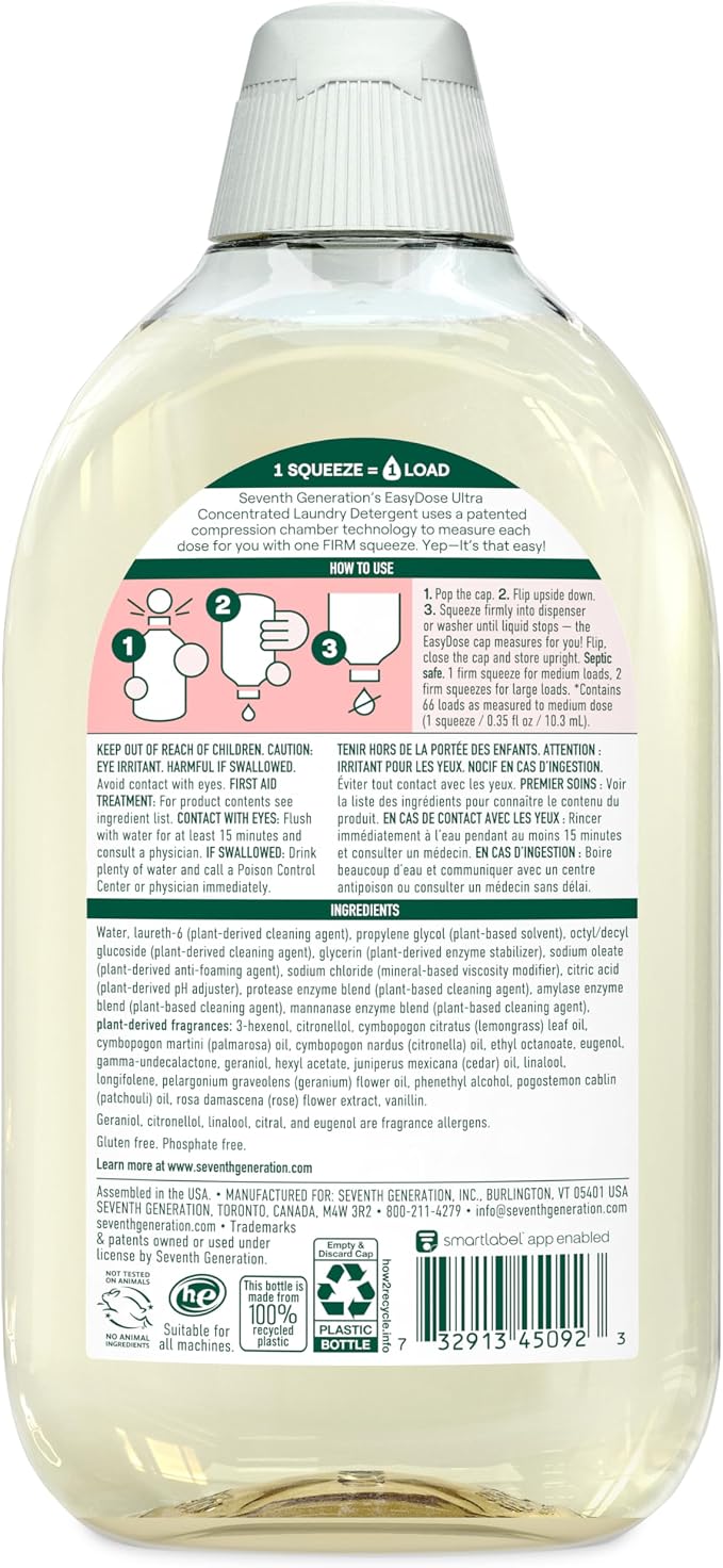 Seventh Generation EasyDose Laundry Detergent Ultra Concentrated Rose Washing - Image 2