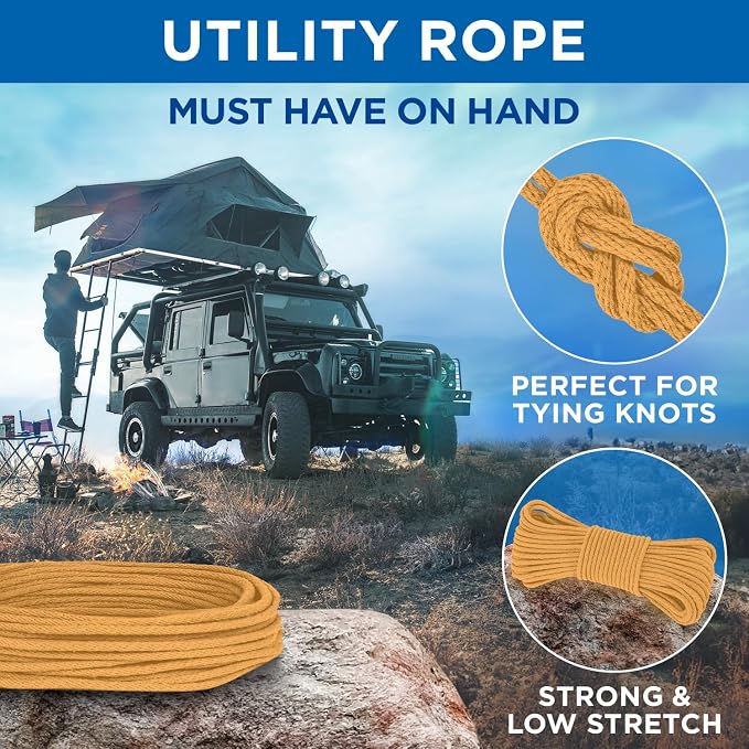 TECEUM Cotton Rope 3/16” – 50 FT – Strong All-Purpose Braided Rope – Natural - Image 6