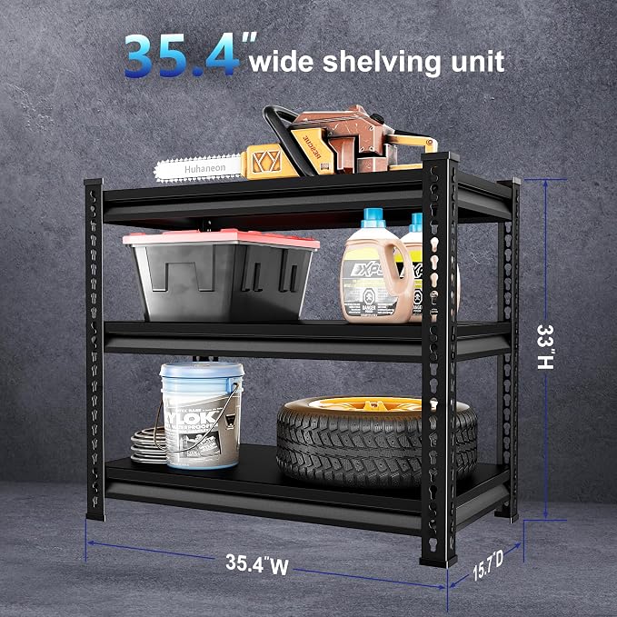 Adjustable Garage Storage Shelves, 35.4''W Garage Shelving Heavy Duty Loads - Image 3