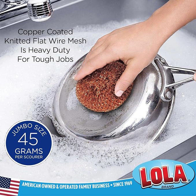 LOLA Copper Mesh Scouring Pad, 18 Grams, 12 Pack, eavy Duty Cleaning Pads - Image 4