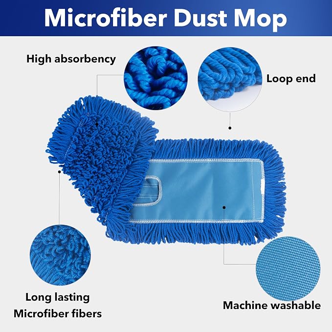 Matthew 24'' Microfiber Loop Dust Mop Washable Commercial&Residential Heavy - Image 3