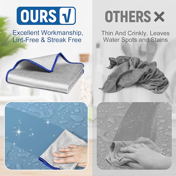 Microfiber Cleaning Cloth Polishing Glass Cleaner Absorbent Kitchen Towel Quick - Image 7