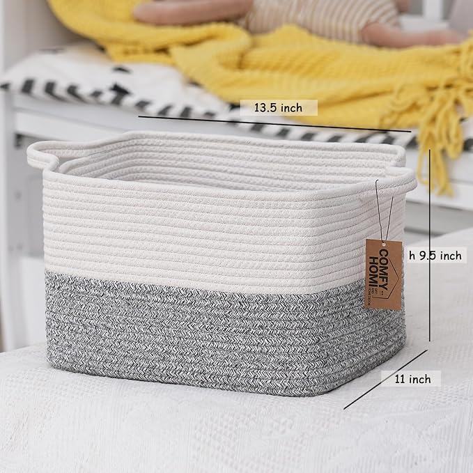 COMFY-HOMI 3-Pack Cotton Rope Woven Basket - Image 4