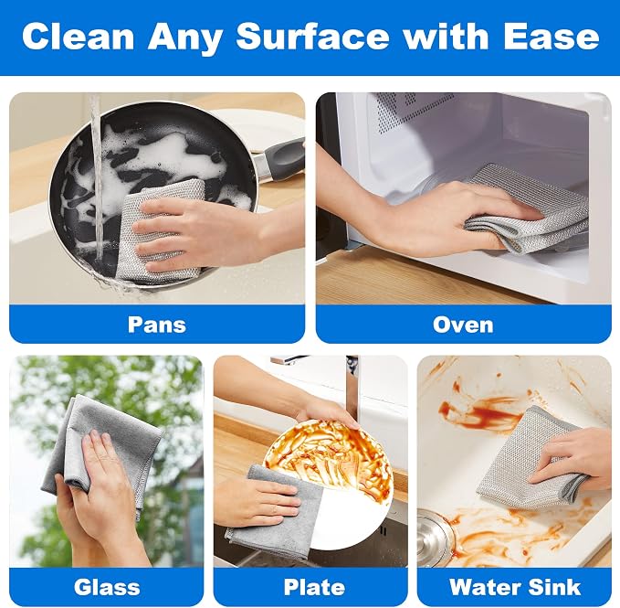JOYMOOP Dual-Sided Silver Microfiber Cleaning Cloth, Reusable Non-Scratch - Image 3