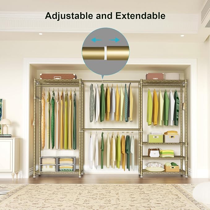Ulif E1 Heavy Duty Closet Garment Rack, 6 Tiers Adjustable Metal Freestanding - Image 3