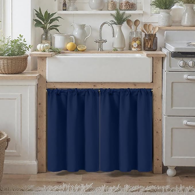 BGment Navy Blue Blackout Curtains 36 Inches Length - Image 2