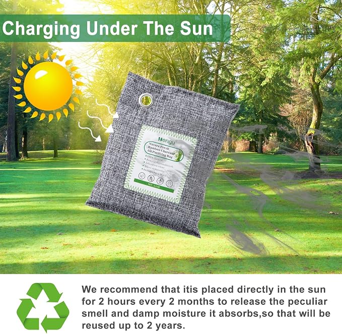 Activated Charcoal Odor Absorber, Natural Charcoal Bags Odor Absorber Bamboo - Image 6
