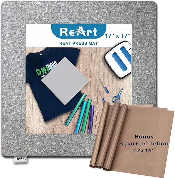 ReArt Heat Press Mat 17" x 17" for Cricut Easypress Both Sides Applicable by ReArt