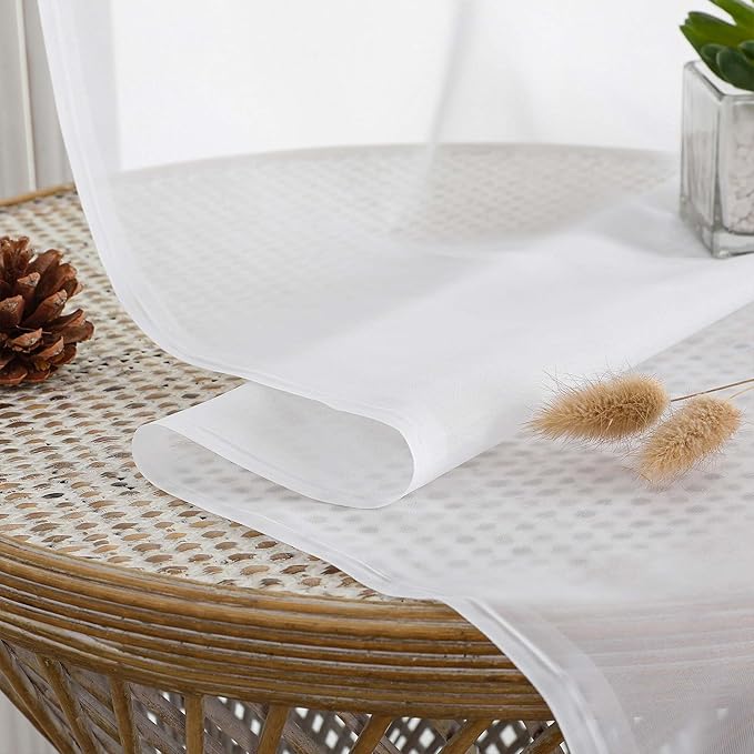 Chyhomenyc Extra Long White Sheer Curtains 120 Inches Long 2 Panels, Light - Image 5
