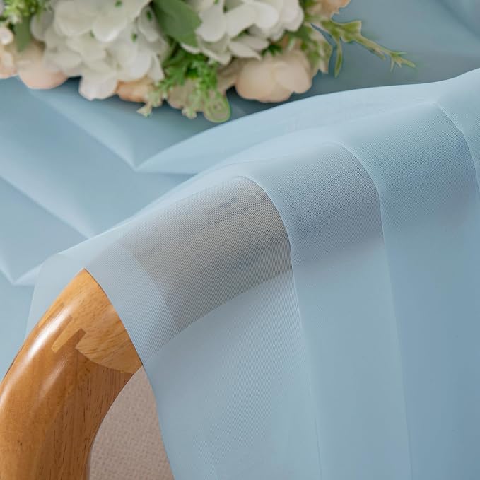 Chyhomenyc Sheer Sky Blue Curtains 90 inches Long 2 Panels, Light Filtering - Image 3