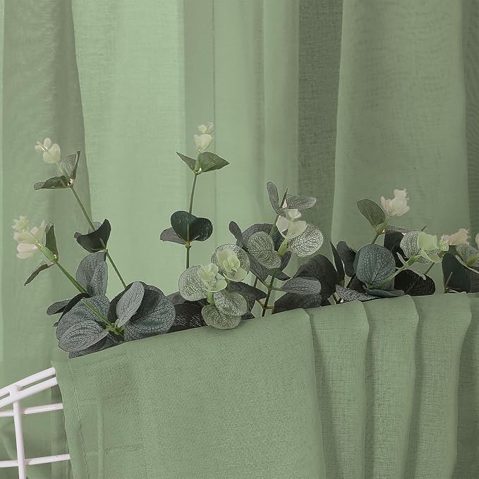 Tollpiz Short Sheer Curtain Living Room Linen Textured Curtains Sheer Light - Image 6