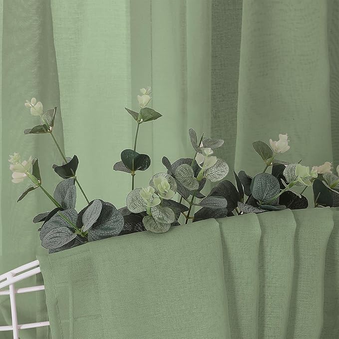 Tollpiz Sheer Curtains Bedroom Linen Textured Curtain Sheers Light Filtering - Image 6