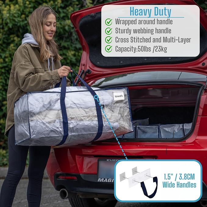 VENO 10 Pack Moving Bags Plastic Storage Totes Clothes Organization Large W - Image 3