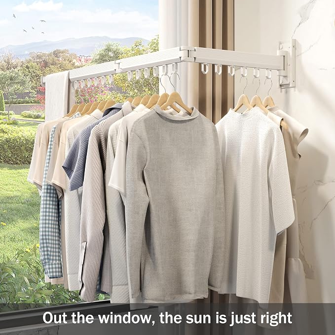 Wall Mounted Clothes Drying Rack, Retractable Laundry Rack - Image 4