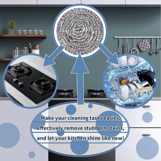 Stainless Steel Scrubber Scrubbing Scouring Pad Sponges Clean Pot Pan and Steel - Image 4