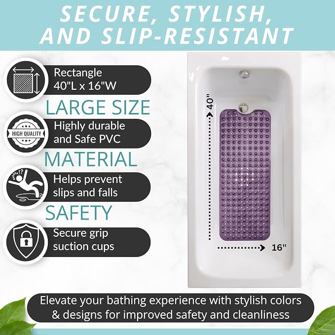 ENKOSI Bath Mat – 40 x 16 Inch Long Non-Slip Bathtub & Shower Mat - Image 4