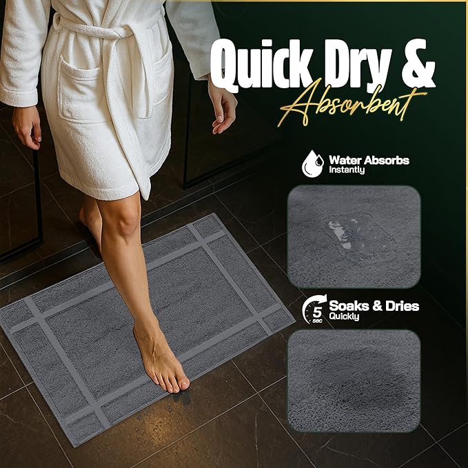 Pearl Linens Pack of 6 Washable Cotton Bath Mat 18x25 - Image 4