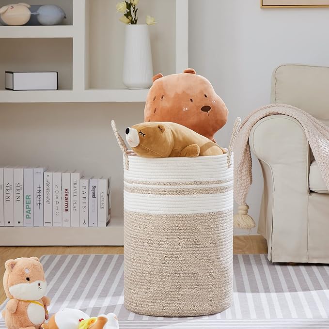 VIPOSCO Large Laundry Hamper, Tall Woven Rope Storage Basket - Image 2