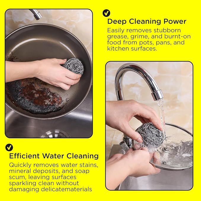 6 Pcs Simba Stainless Steel Wool Scrubber Pads - Image 4
