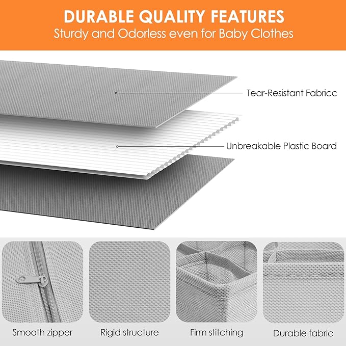 12 Pack Sock Underwear Drawer Organizer Dividers, 116 Cells Fabric Foldable - Image 4