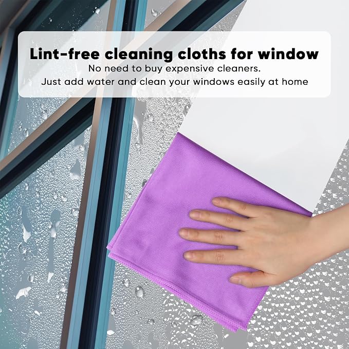 HOMEXCEL Microfiber Glass Cleaning Cloths 6 PK, Lint Free Streak Free, Reusable - Image 2