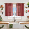 YoungsTex Red Short Linen Curtains 36 Inch Length by YoungsTex