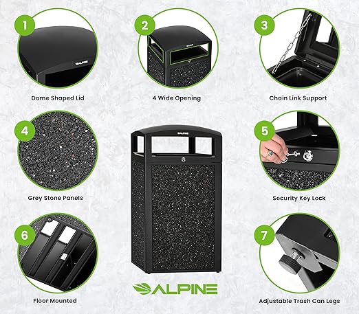 Alpine Outdoor Commercial Trash Can - Image 3