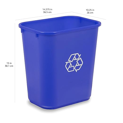 Amazon Basics Rectangular Commercial Office Wastebasket, w/Recycle Logo - Image 3