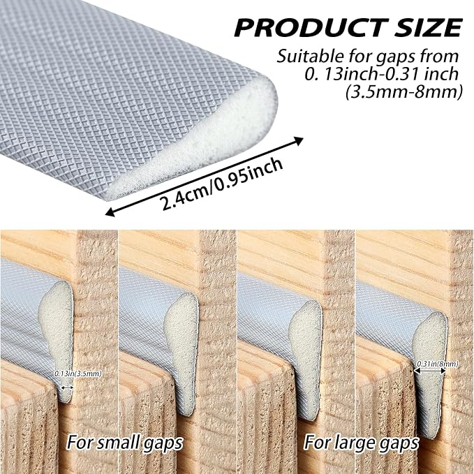 QDiShi 196" Wedge-Shape Weather Stripping Door Seal Weatherproof Foam Seals - Image 4