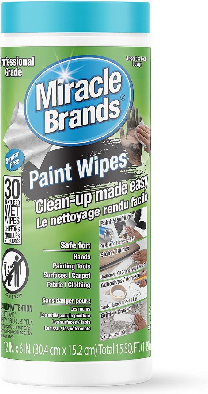 MiracleWipes for Paint Prep & Cleanup, Remove Tough Grime Build-Up, Wet Paint by MiracleWipes
