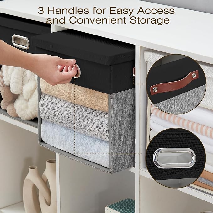 Fabric Storage Cubes with Clear Windows and Lids, Decorative Storage Boxes - Image 4