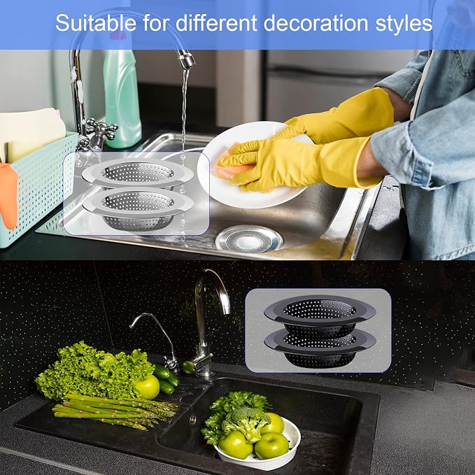 Kitchen Sink Drain Strainer, 4 Pack Stainless Steel and Black Mesh Sink Strainer - Image 6