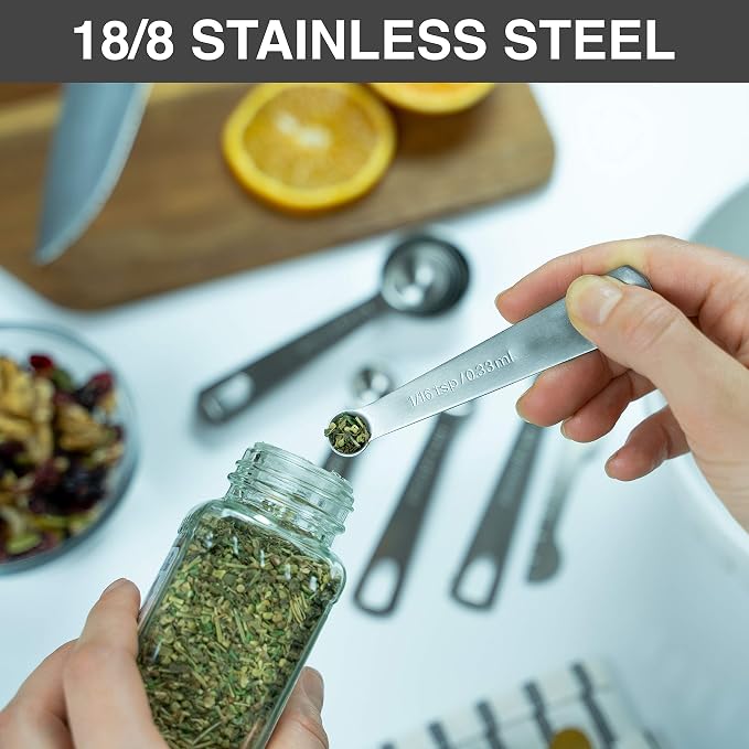 BALCI - 9 Measuring Spoons, Heavy Duty 18/8 Premium Stainless Steel Measuring - Image 4