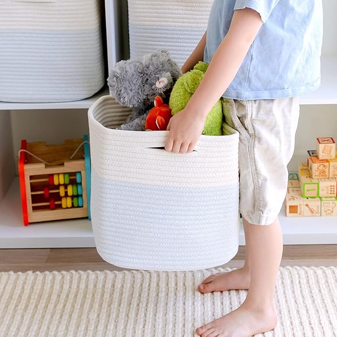 NaturalCozy Storage Cubes 11 Inch Cotton Rope Woven Baskets - Image 8