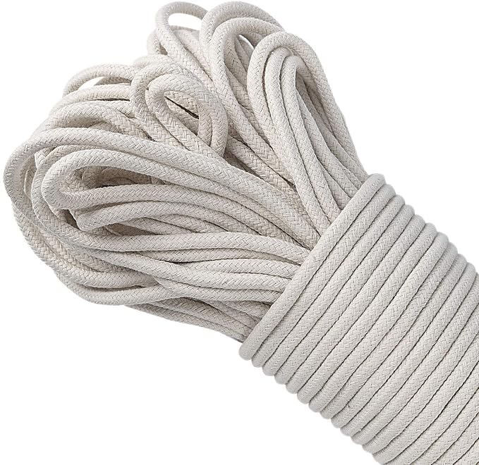 164 Feet 1/4 Inch White Natural Cotton Rope, Cotton Clothesline Rope, - Image 3