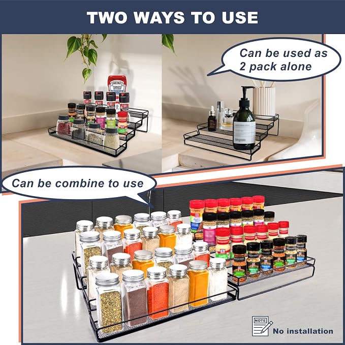 Spice Rack Organizer for Cabinet, 4 Tier Seasoning Organizer, Expandable Shelf - Image 5
