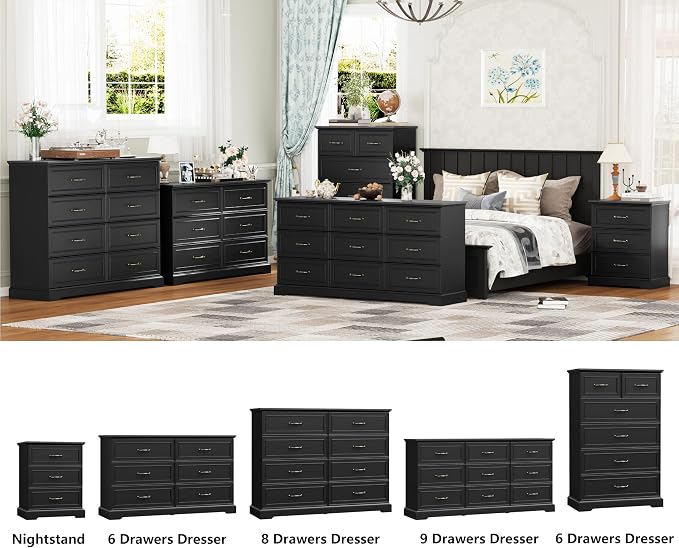 9 Drawer Dresser for Bedroom, Rustic Farmhouse Dresser - Image 7