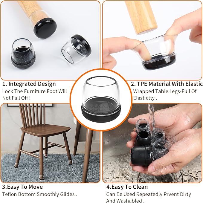 Ezprotekt 24 Pcs Clear Chair Leg Sliders - Image 5