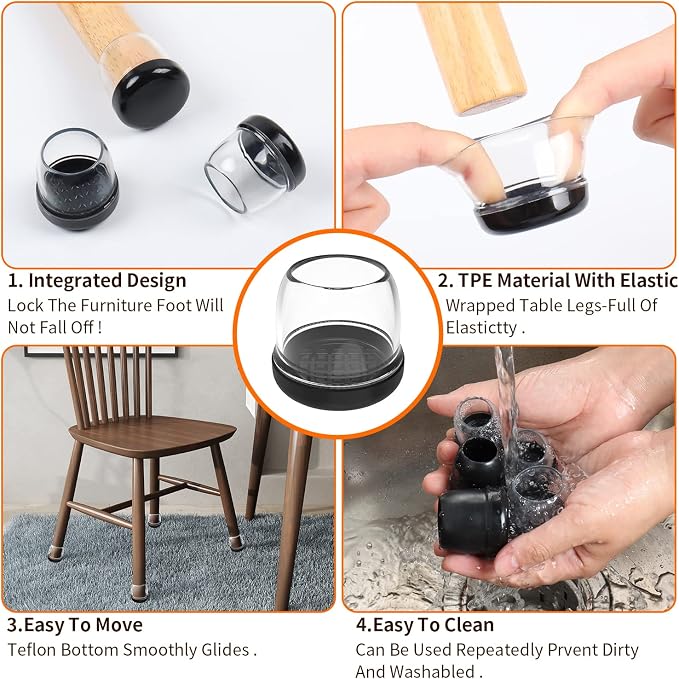 Ezprotekt 24 Pcs Clear Chair Leg Sliders - Image 4