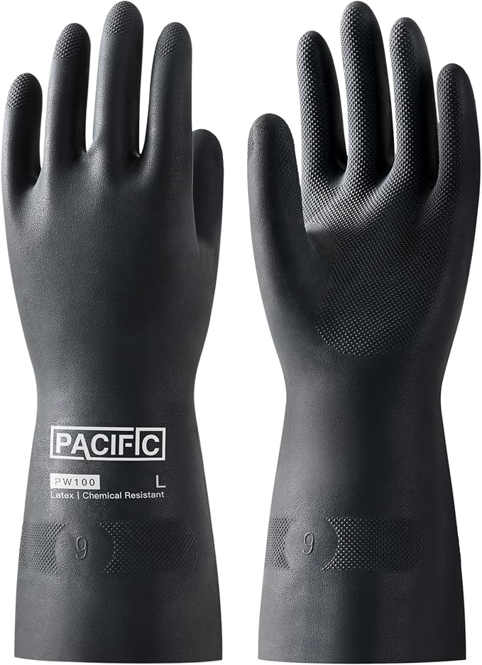 PACIFIC PPE Chemical Resistant Gloves, Heavy Duty Industrial Rubber Gloves by PACIFICPPE