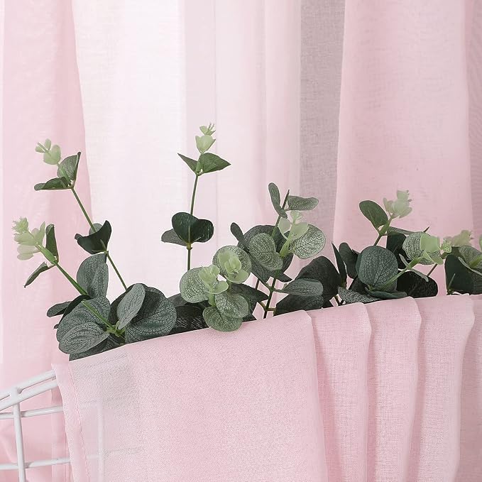 Tollpiz Sheer Curtain Linen Textured Living Room Curtains Sheer Light Filtering - Image 6