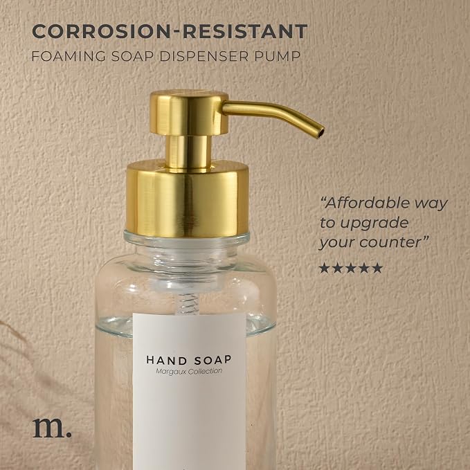 MaisoNovo Glass Foaming Hand Soap Dispenser 14 Oz | Gold Foaming Soap Dispenser - Image 3