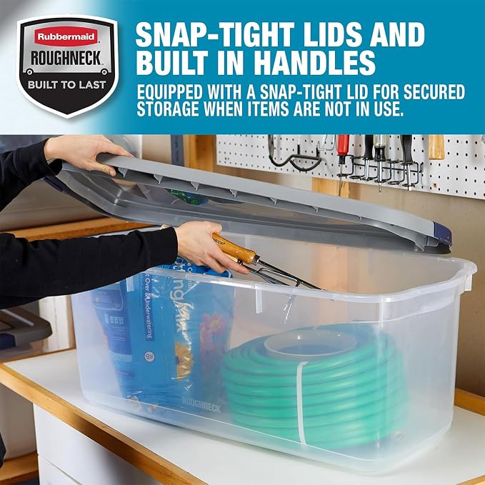 Rubbermaid Roughneck Clear 95 Qt/23.75 Gal Storage Containers, Visible Base - Image 4