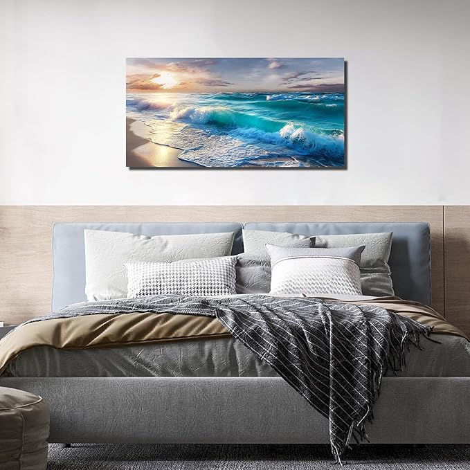 GUGIKA Ocean Wall Art for Living Room, Size 40x20 Inches - Image 4