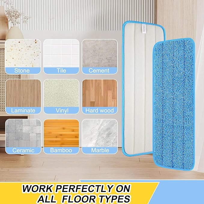 10 Pack 16.5 inch Reusable Mop Pads Microfiber Spray Mop Replacement Heads - Image 4
