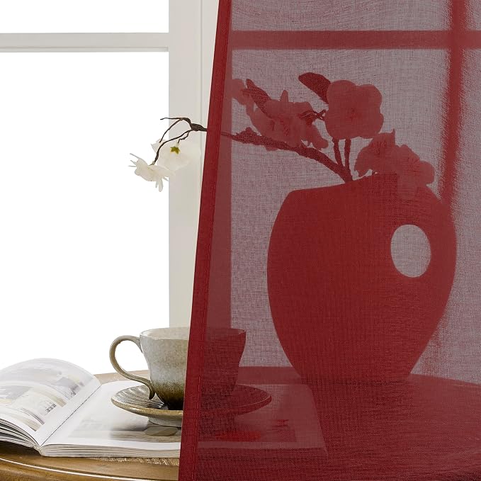 Tollpiz Sheer Curtains Closet Linen Textured Curtain Sheers Doorway Light - Image 9