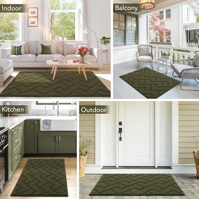 hicorfe Indoor Door Mat, Non Slip Door Mats, Absorbent Resist Dirt Entrance - Image 2