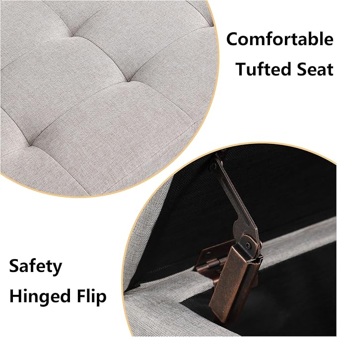 Storage Ottoman Bench with 2.56-inch Thick Seat, 31.5 inch Nesting Ottoman Set - Image 5